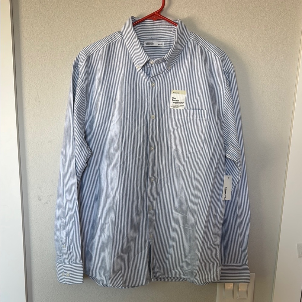 Brand New Men's Blue Striped Shirt Sonoma.